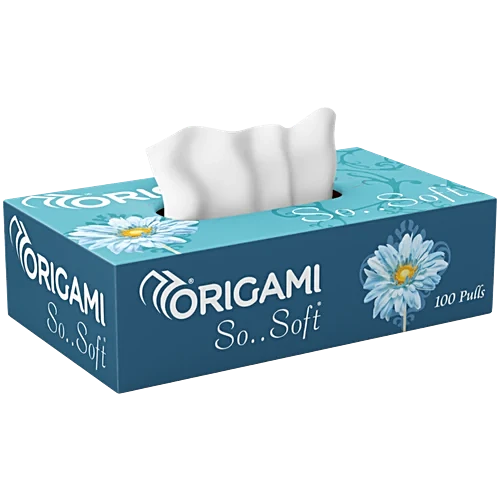 Origami Facial Tissue Box, 2 Ply, 100 Pulls, Assorted Colour