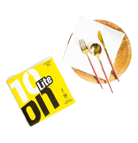 10on Lite Soft Dinner Napkin , 2 Ply, 50 Pull, 40x40 cm, White