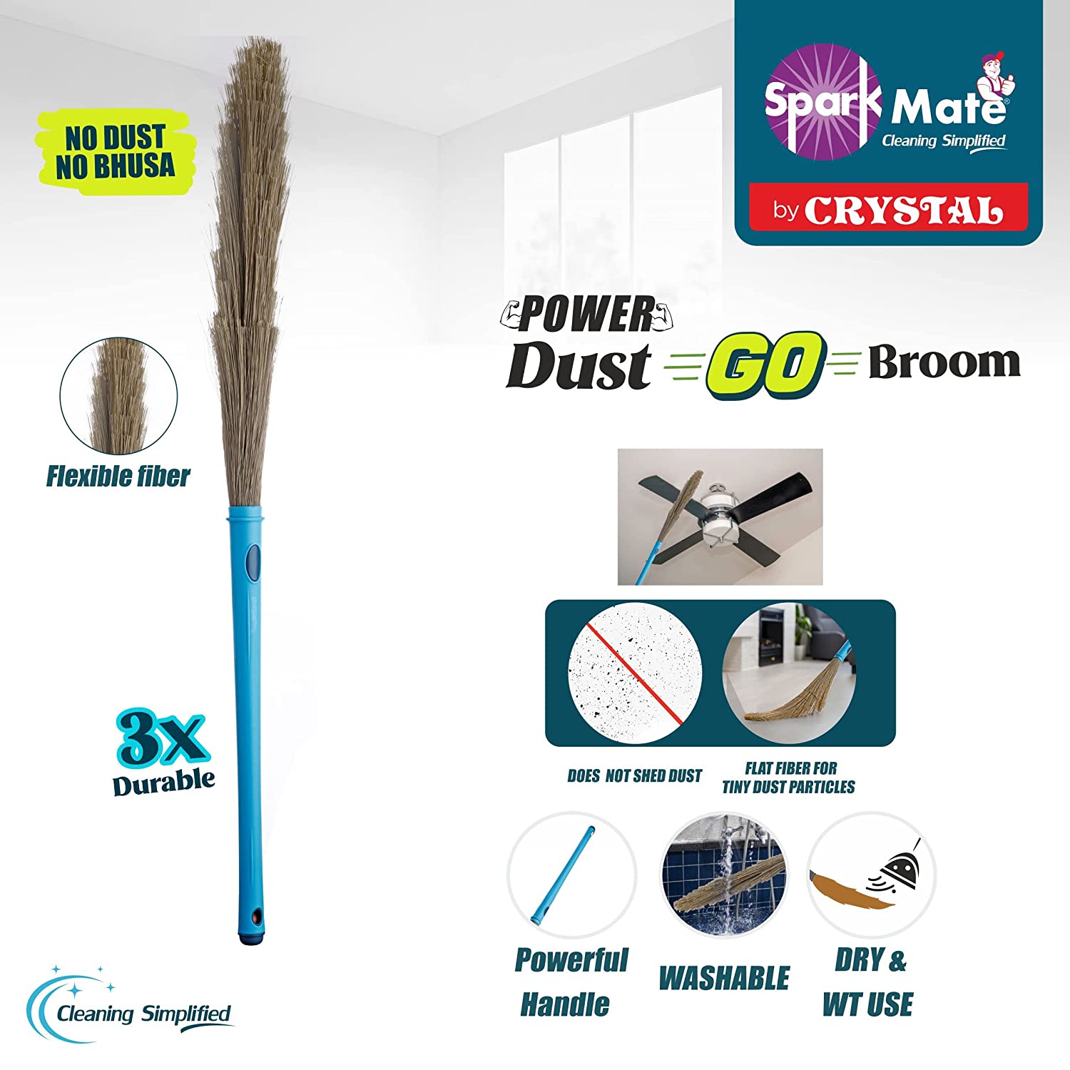 Crystal Plastic No Dust Broom