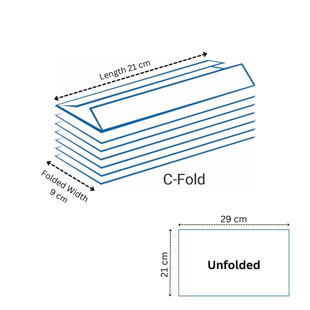 Origami C Fold, 21x29 cm, 150 Sheet, 30 GSM, Recycled Offwhite Paper