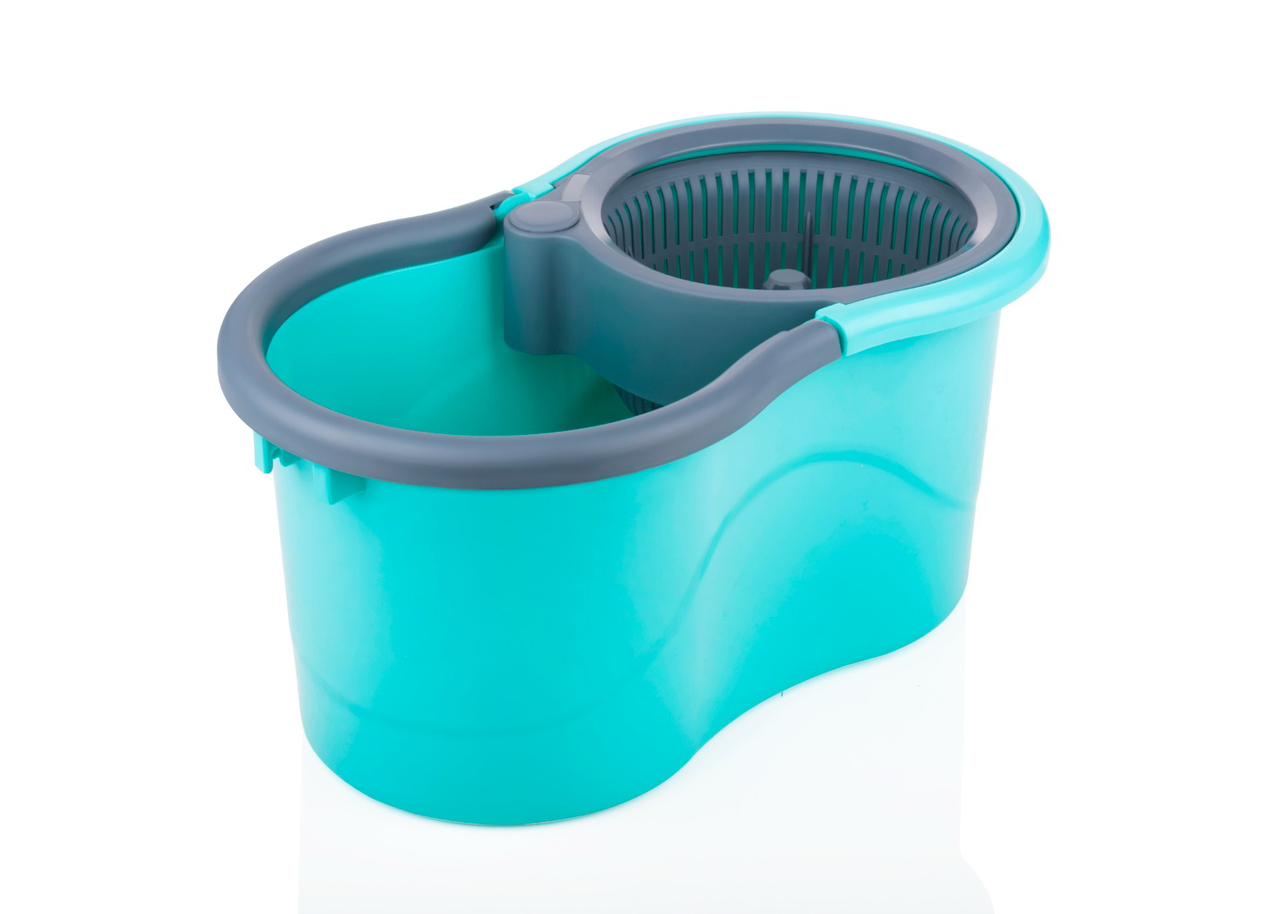 Marca - Bucket 360 ° Spin Mop Set, 2 Pcs Refill, Plastic Wringer - Multicolour
