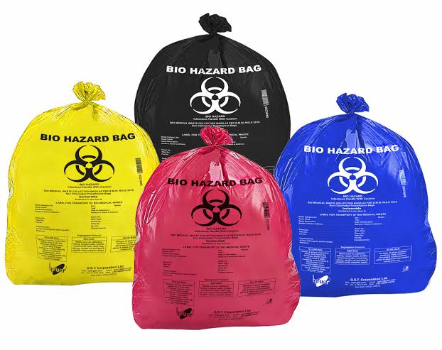 Bio Hazard Logo Printed Garbage Bag With Color Code
