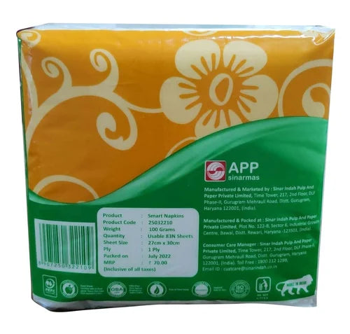 Paseo Smart Luncheon Serviette Napkin, 1 Ply, 100g, 83 Sheet , 27x30 cm