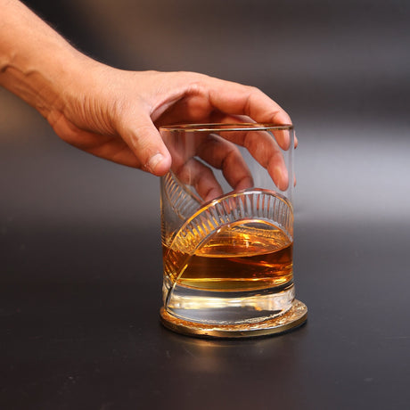 CrystalCut Handmade Whiskey Glass with Gold Rim - Set of 2