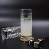 Crystal Handmade Diamond Cut Glass with Gold Rim - Set of 2