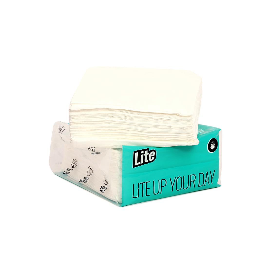 10on Lite Serviette Extra Soft Cocktail Napkin , 1 Ply, 100 Pull, 22x22 cm, White