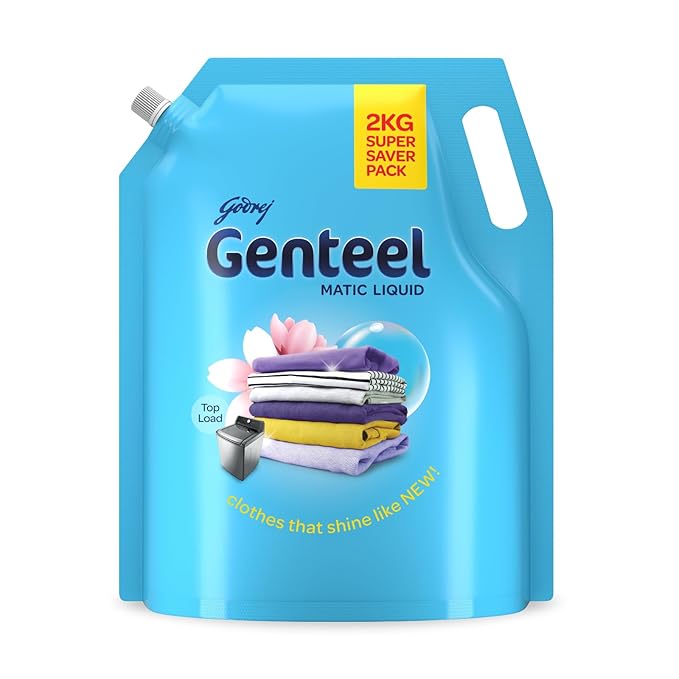 Genteel Matic Liquid Detergent + Conditioner, Top Load - 2kg Pouch