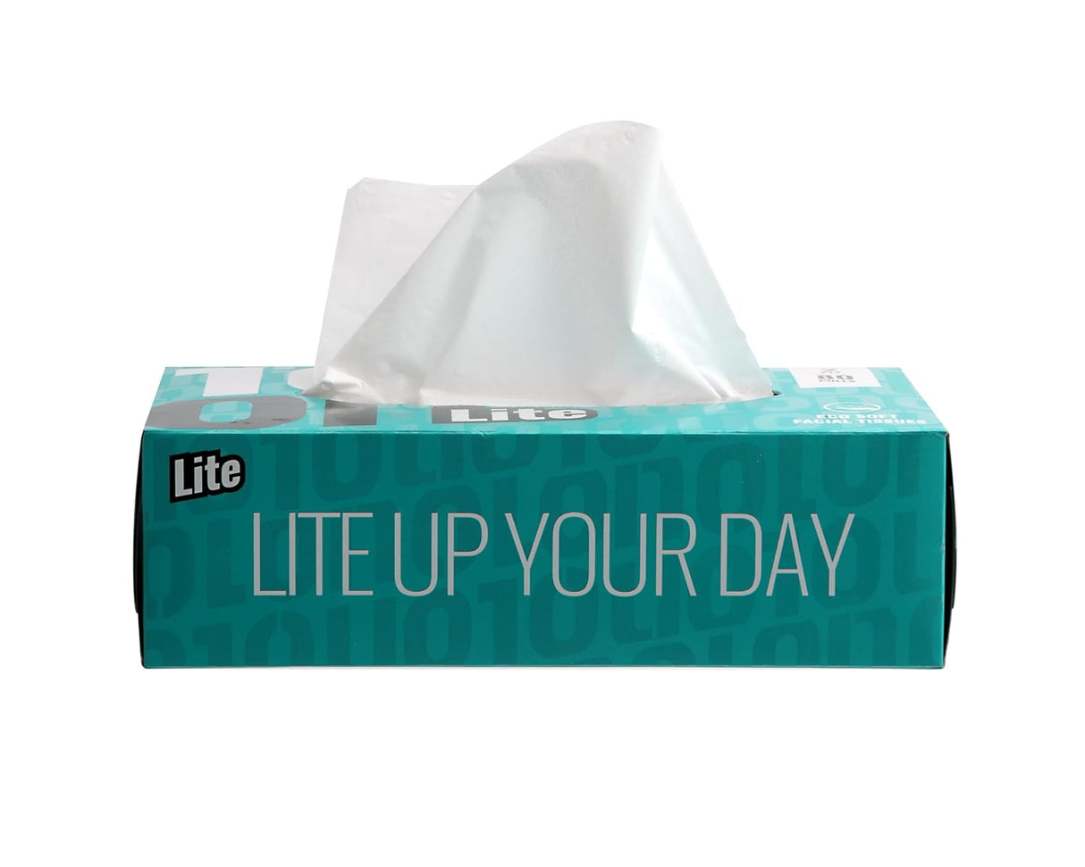 10on Lite Soft Facial Tissue Box, 2 Ply, 80 Pull, 18x20 cm, Assorted Colour