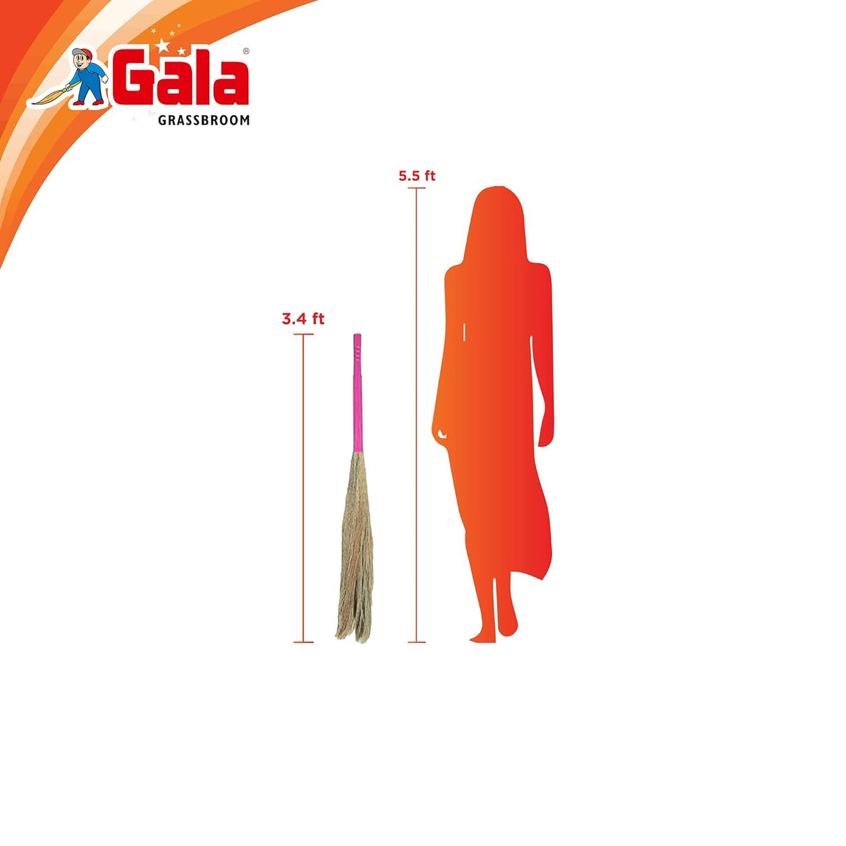 Gala King Kong Grass Floor Broom, Pink