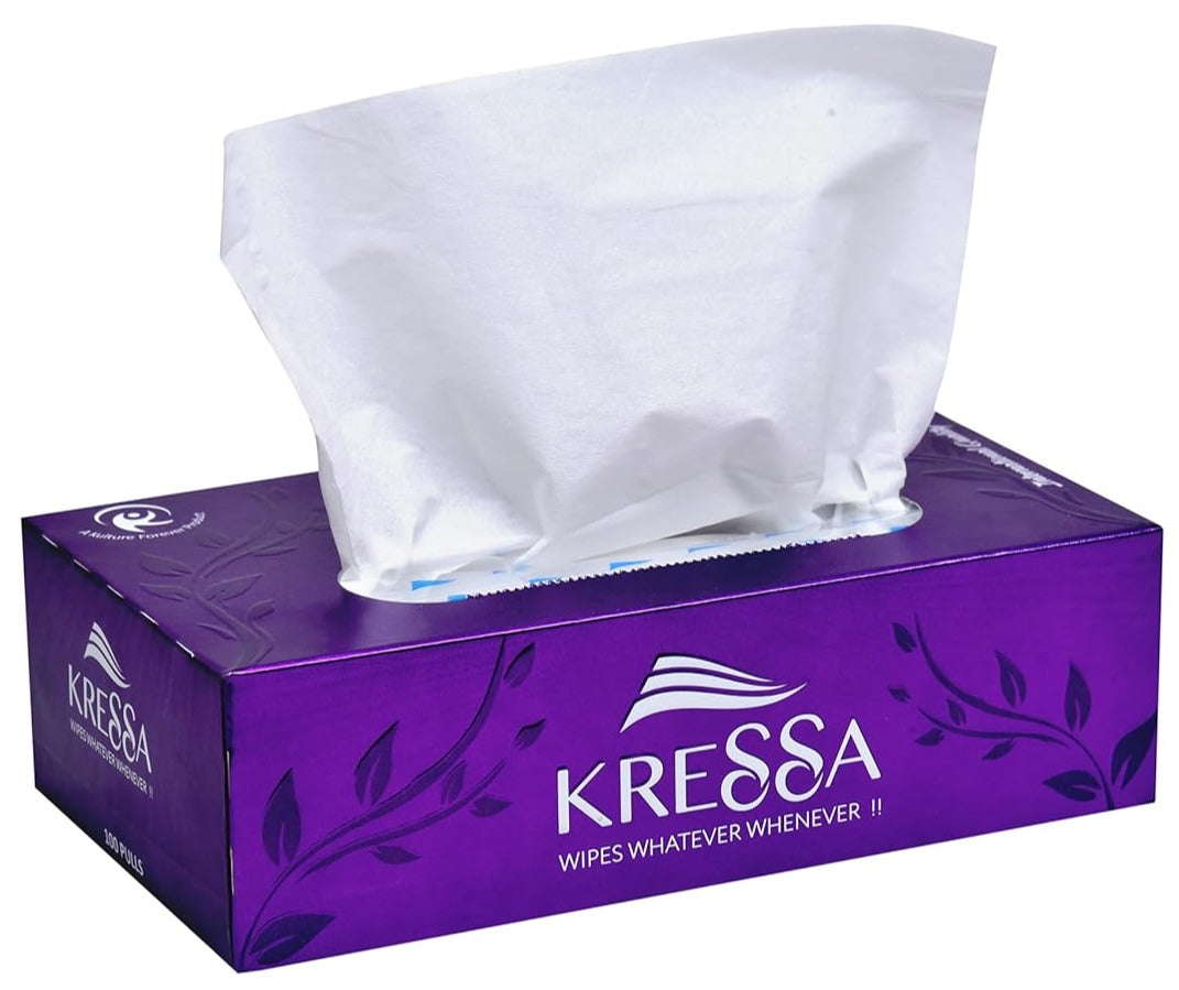 Kressa Facial Tissue Box, 2 Ply, 100 Pull, 19x20 cm, Assorted Colour
