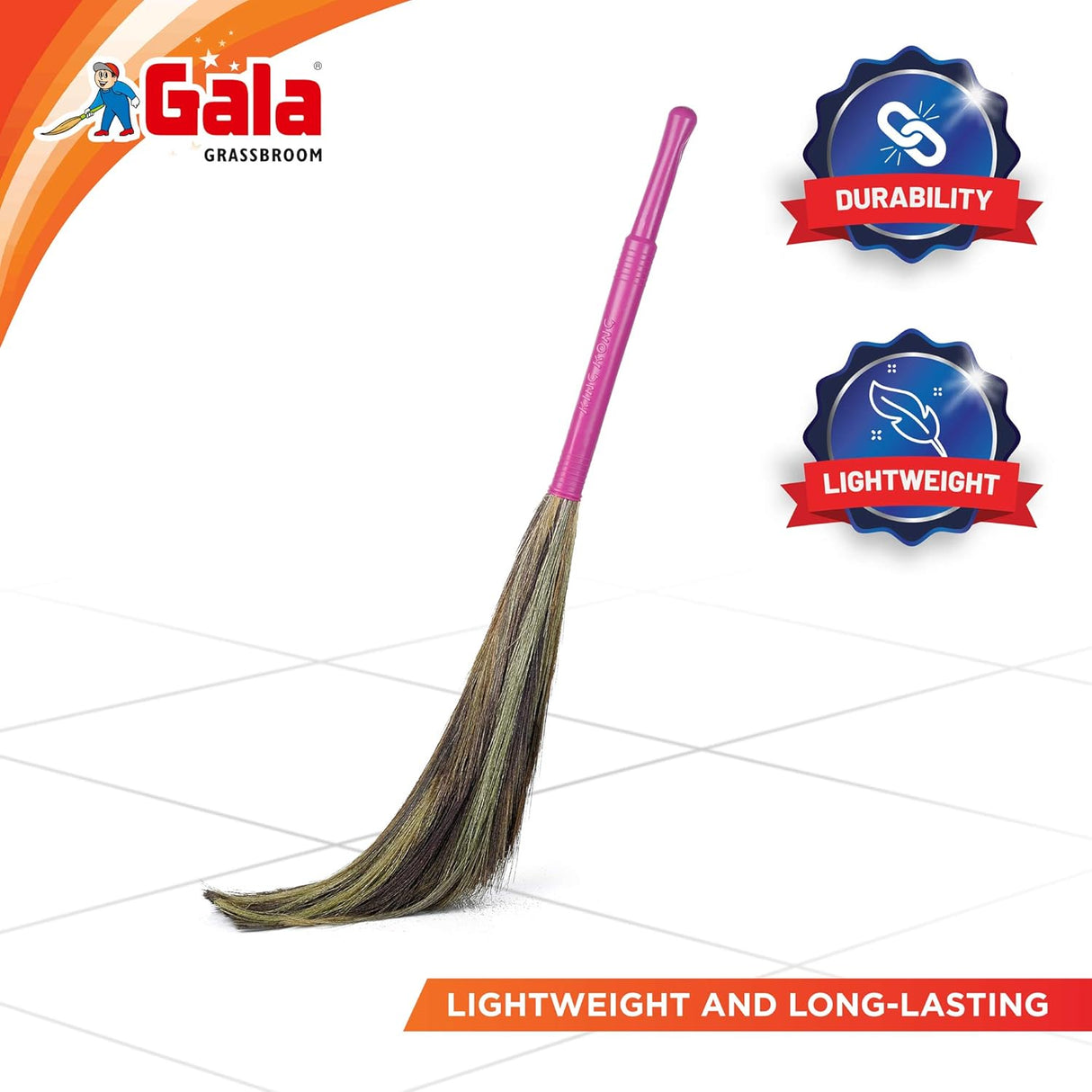 Gala King Kong Grass Floor Broom, Pink