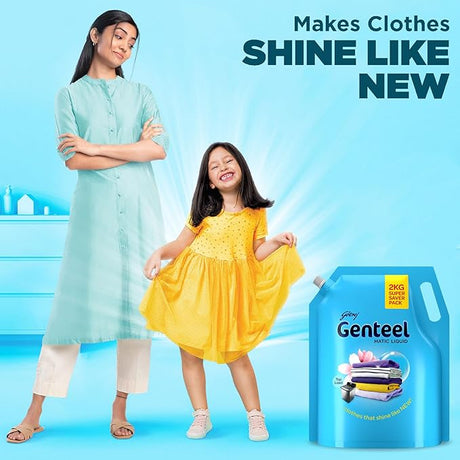 Genteel Matic Liquid Detergent + Conditioner, Top Load - 2kg Pouch