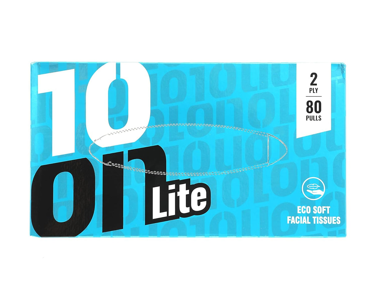 10on Lite Soft Facial Tissue Box, 2 Ply, 80 Pull, 18x20 cm, Assorted Colour