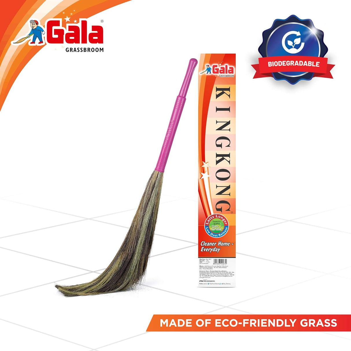 Gala King Kong Grass Floor Broom, Pink