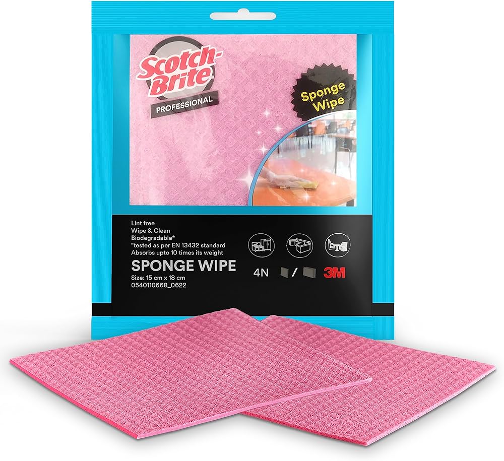 Scotch Brite Professional Sponge Wipe, 15x18 cm - Pack of 4 Pcs