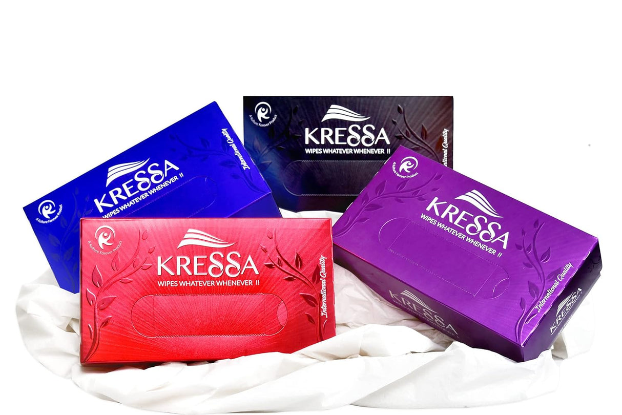Kressa Facial Tissue Box, 2 Ply, 100 Pull, 19x20 cm, Assorted Colour