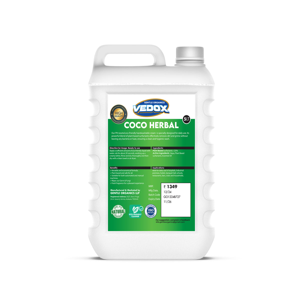 Vedox Coco Herbal Handwash Green Apple (No added Color)