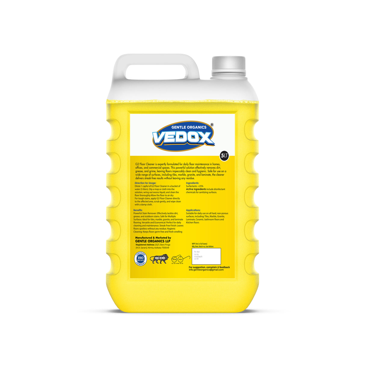 Vedox G2 - Hygienic Hard Surface Cleaner, 5 L