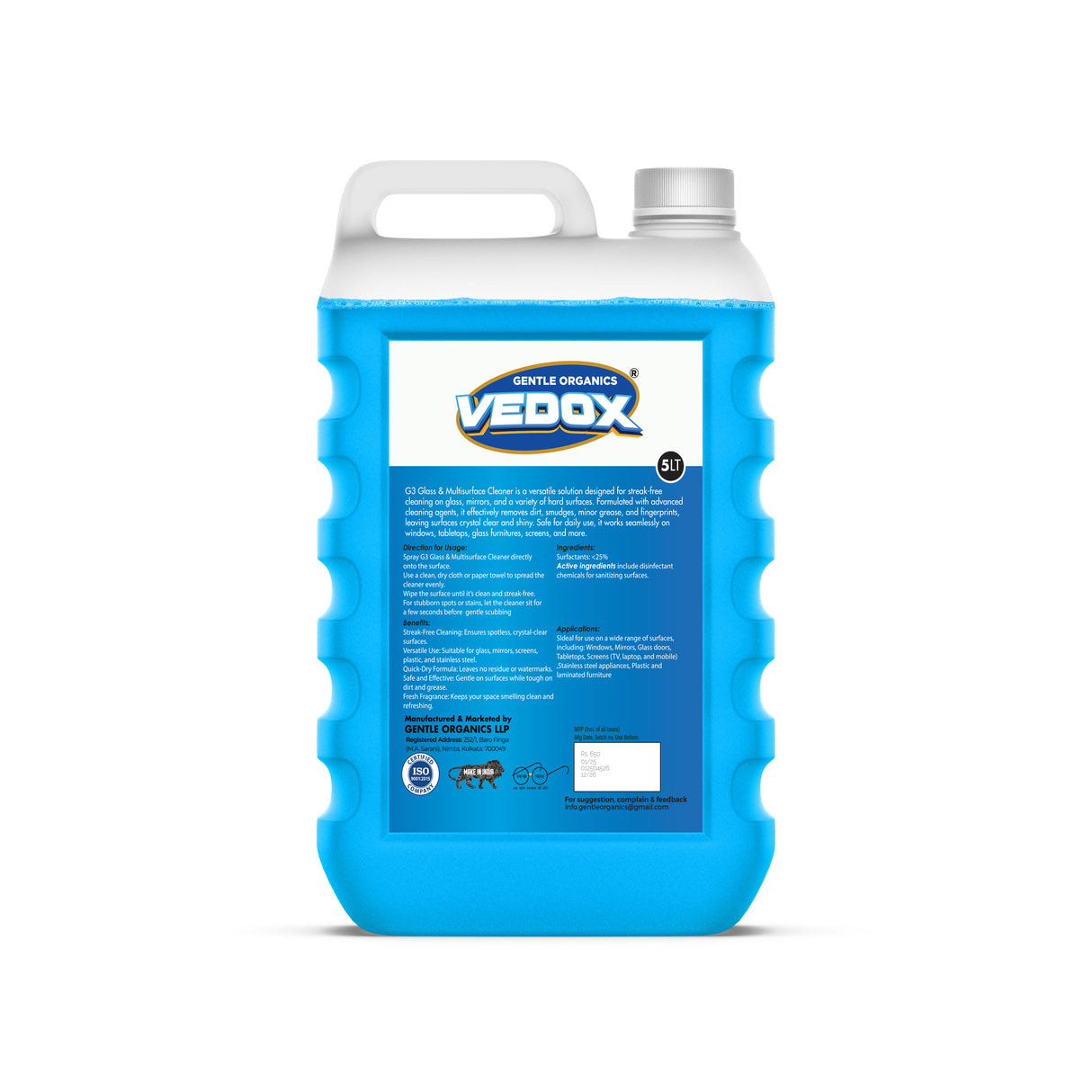 Vedox G3 - Glass Cleaner ( Ready to Use ), 5 L