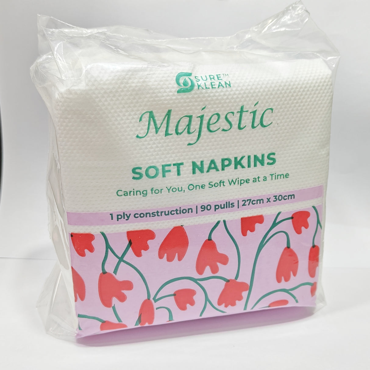 Majestic Soft Luncheon Serviette Napkin, 1 Ply x 90 Pulls, 27x30 cm - White