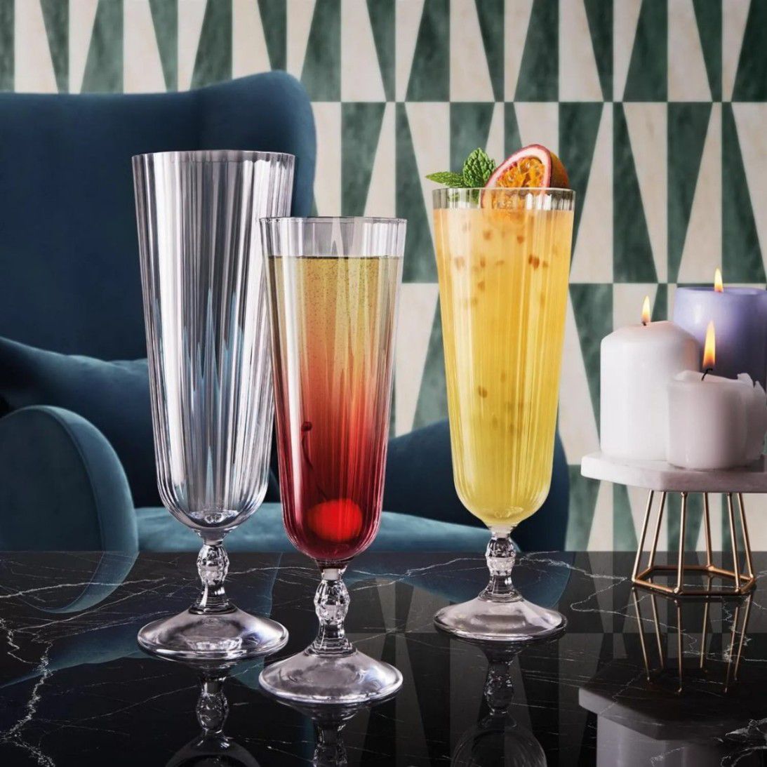 america's sling cocktail crystal glass - set of 2 - made in italy
