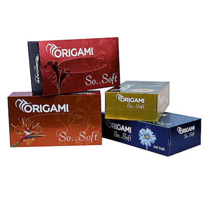Origami Facial Tissue Box, 2 Ply, 100 Pulls, Assorted Colour
