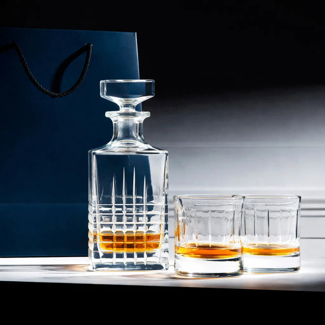 da vinci hand-cut crystal decanter glass - set of 3 (4pc)