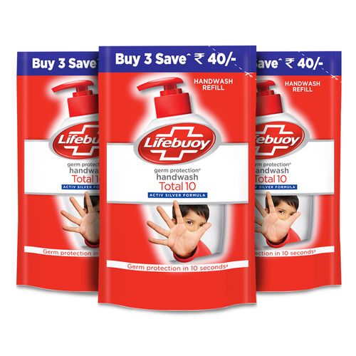 Lifebuoy Total 10 Liquid Handwash Refill Pack, 185 ml x 3 Pcs