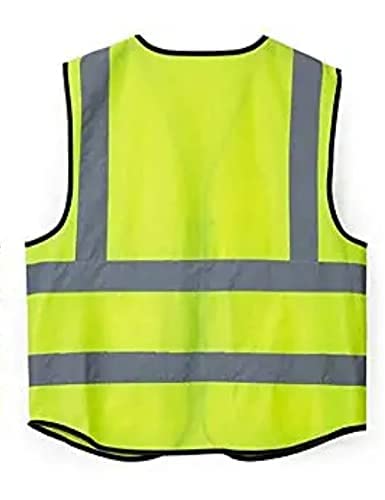 High Visibility Reflective Safety Zipper Polyester Fabric Jacket with 2 Pockets (2" Grey Reflector)