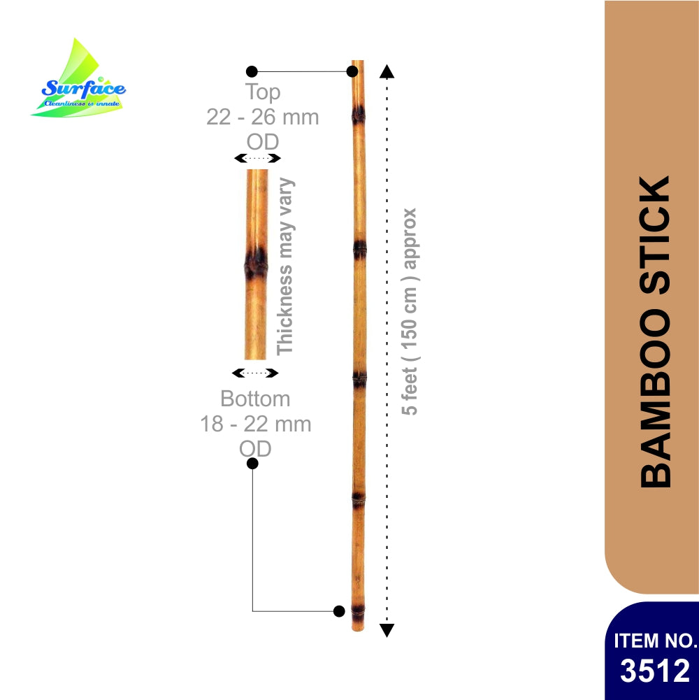 Bamboo Solid Stick for Mop, Broom, Brush Handle, 5 to 6 Ft Hieght