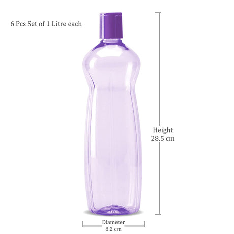 MILTON Pacific 1000 Pet Water Bottles, 1 Litre Each, Set of 6
