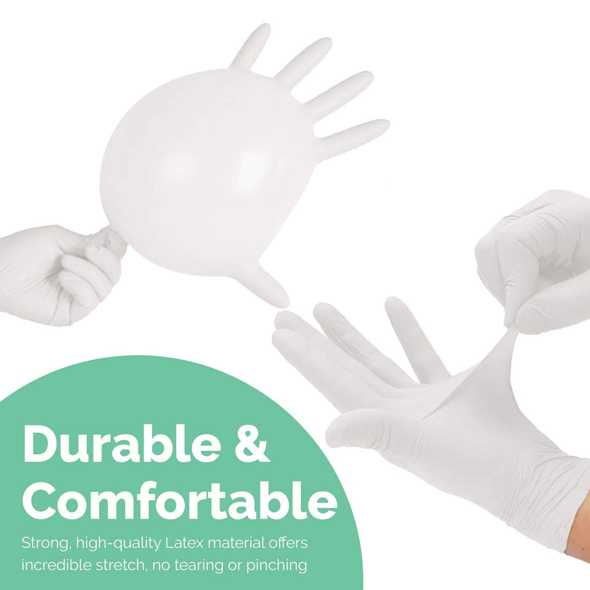 Latex Powdered Examination Disposable Hand Gloves - White Pack of 100 pcs ( 50 Pairs )