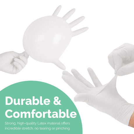 Latex Powdered Examination Disposable Hand Gloves - White Pack of 100 pcs ( 50 Pairs )