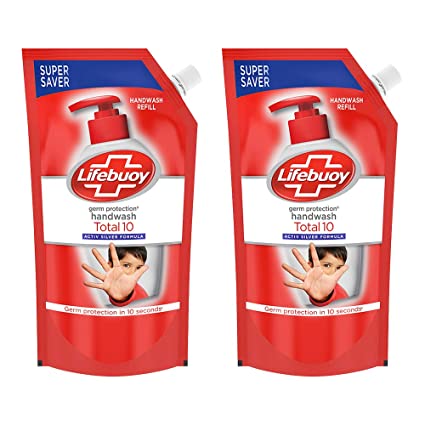 Lifebuoy Total 10 Liquid Handwash Refill Pack, 675 ml x 2 Pcs( Buy 1 Get 1 Free )