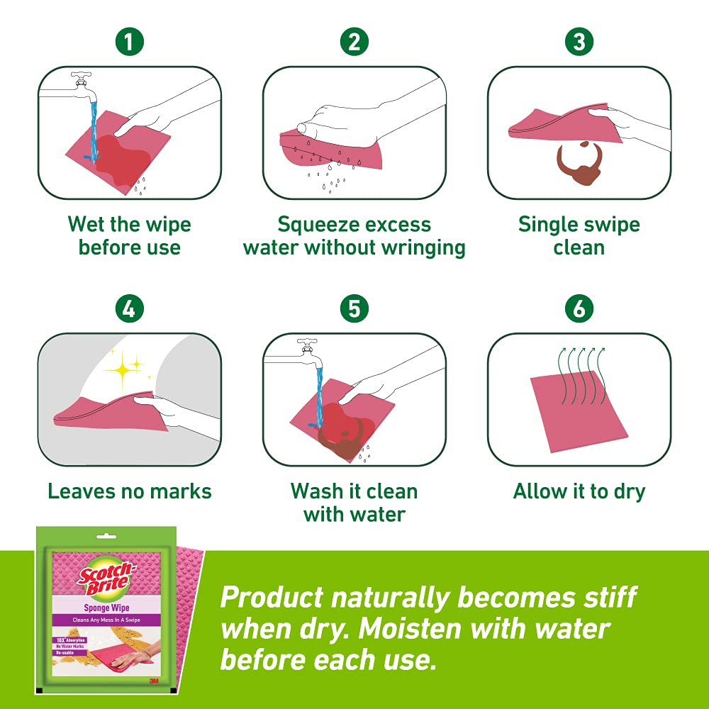 Scotch-Brite Multi-purpose , Easy to use kitchen cleaning Sponge Wipe (3 -Pieces)