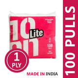 10on Lite Serviette Soft Napkin, 1 Ply x 100 Pull, 27x30 cm - White