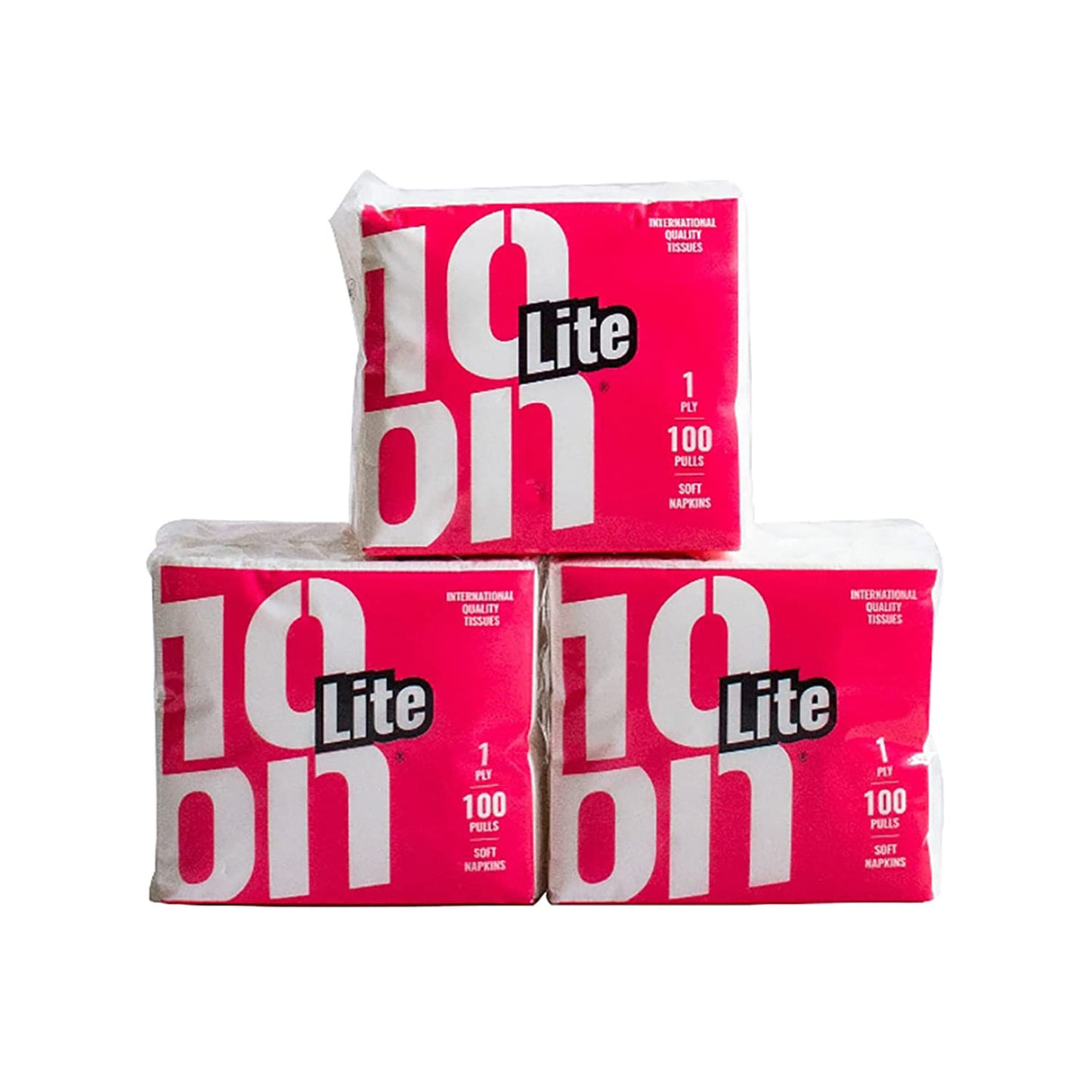 10on Lite Serviette Soft Napkin, 1 Ply x 100 Pull, 27x30 cm - White