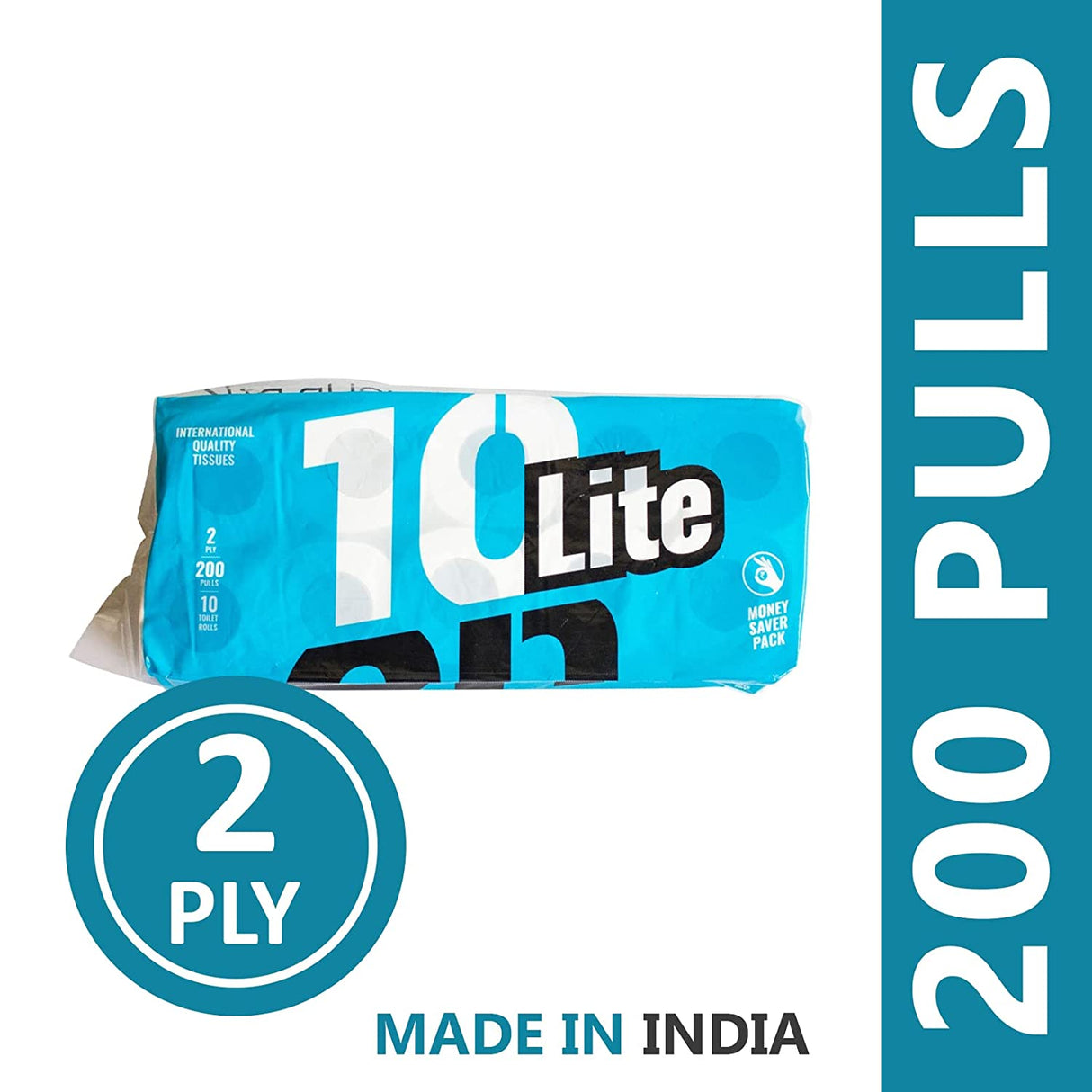 10on Lite Soft Toilet Roll, 2 Ply x 200 Pull, Pack of 10 Roll x 75 g Each