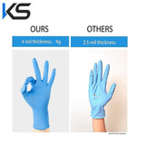 Nitrile Powder - Free Examination Disposable Hand Gloves, Blue, Made in Malaysia-  Pack of 100 pcs ( 50 Pairs )