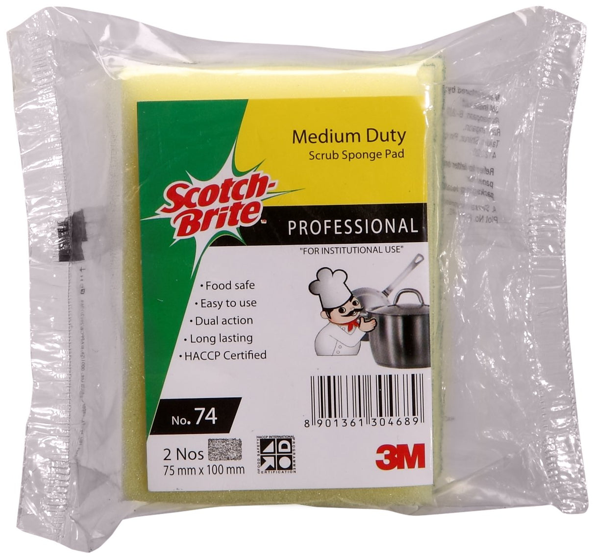 Scotch Brite Sponge & Scrub Pad 3" X 4 " ( 2 Pcs Pk. )