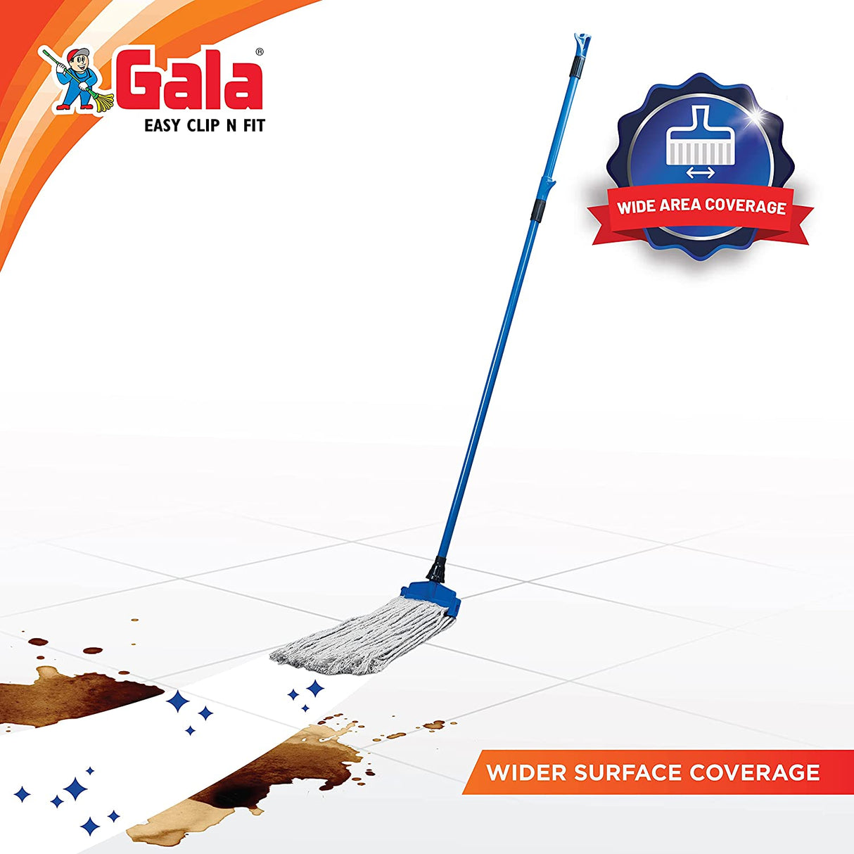 Gala Clip & Fit Floor Mop with 5 FT MS Handle