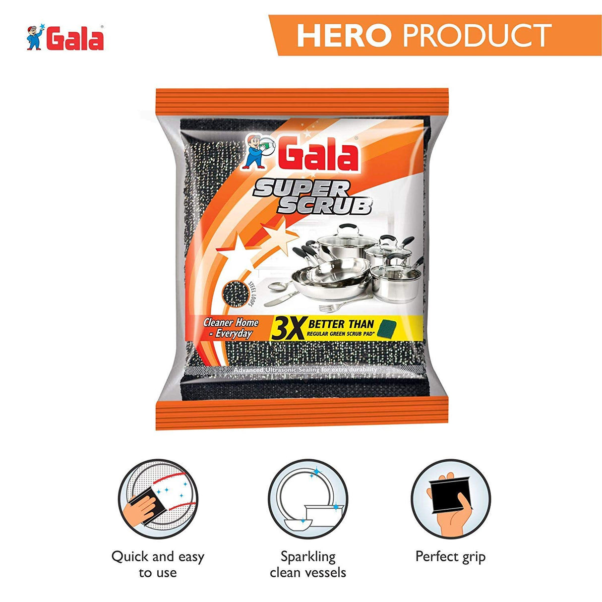 Gala Super Scrub, 9.5 x 10 cm, 1 Pc.