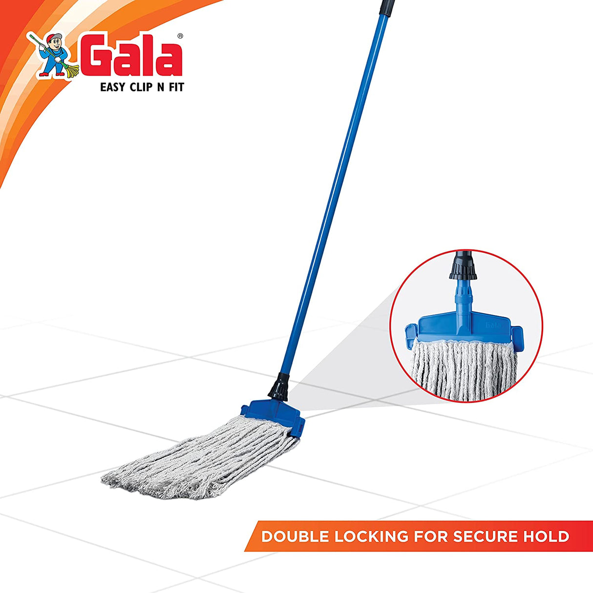 Gala Clip & Fit Floor Mop with 5 FT MS Handle