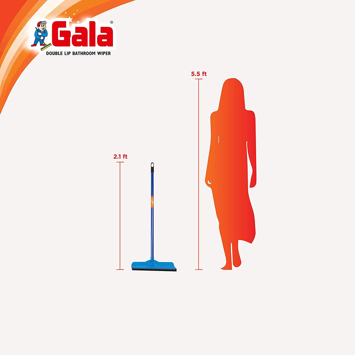 Gala Double Lip Floor Wiper With 2.1 FT MS Rod