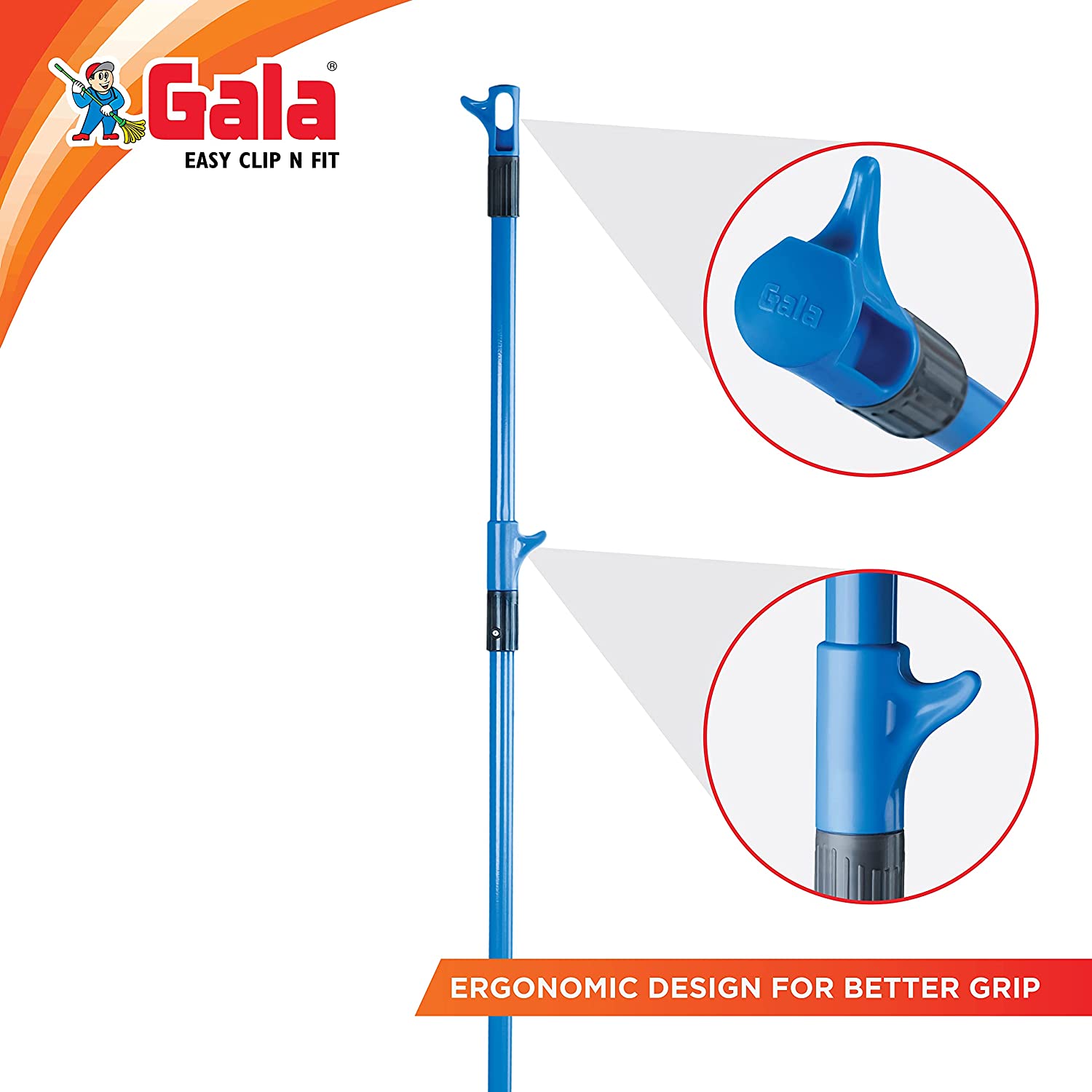 Gala Clip & Fit Floor Mop with 5 FT MS Handle
