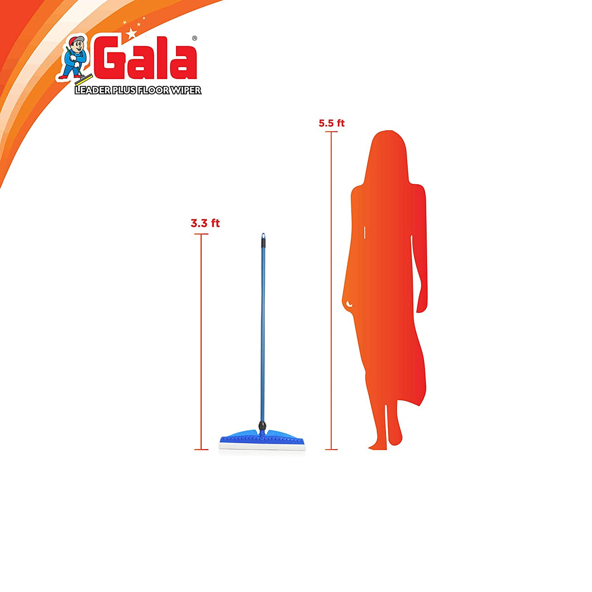 Gala Leader Floor Wiper, 16" Blade & 3.3 FT Rod