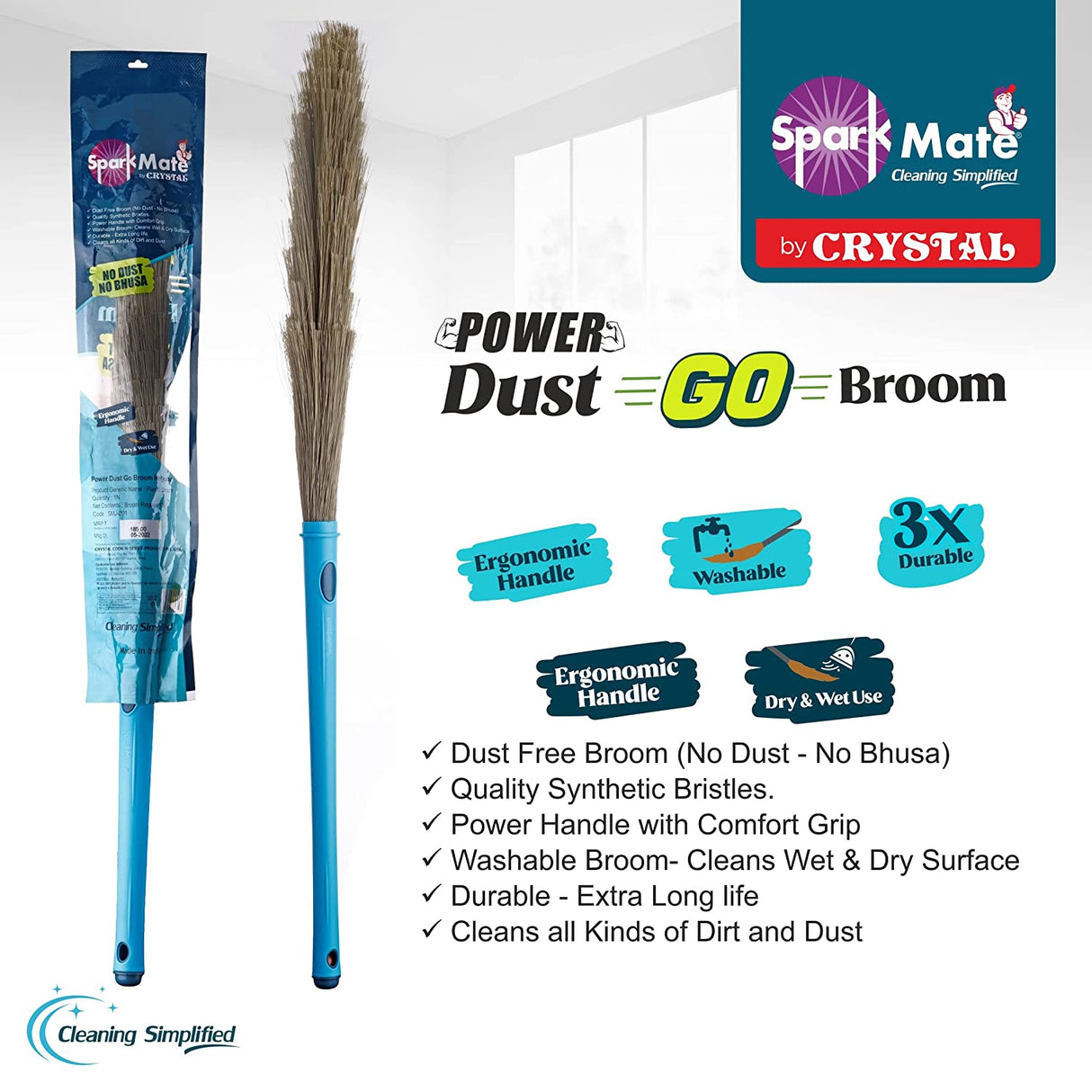 Crystal Plastic No Dust Broom