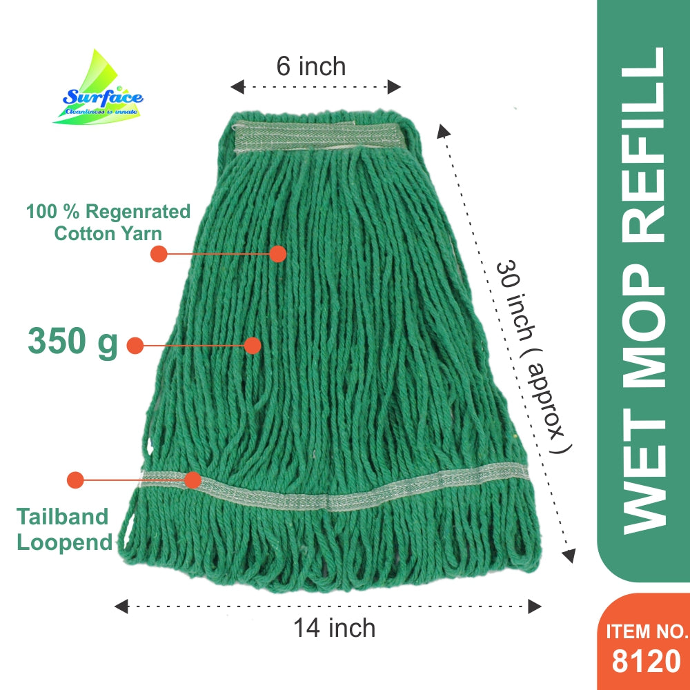 Canopy Cotton Clip & Fit Kentucky Wet Mop Refill, Loop End, 350g