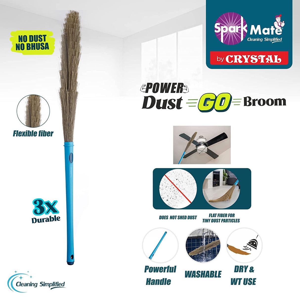 Crystal Plastic No Dust Broom