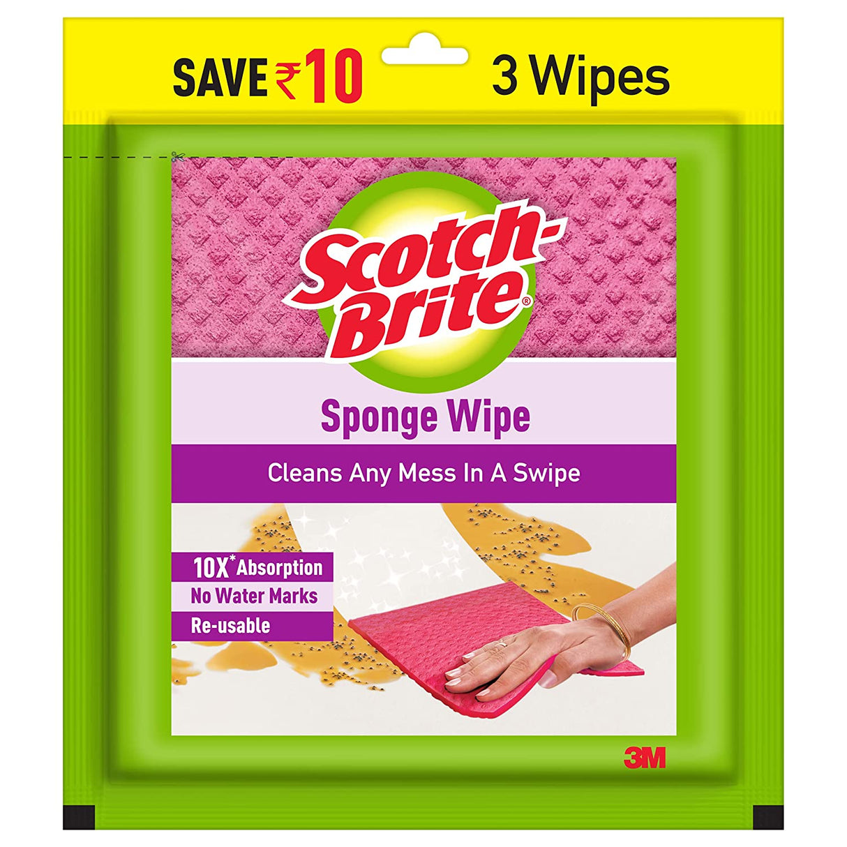 Scotch-Brite Multi-purpose , Easy to use kitchen cleaning Sponge Wipe (3 -Pieces)